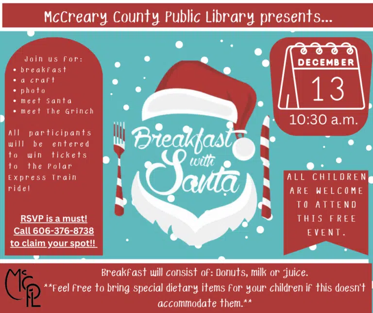 Breakfast with Santa Dec. 13th 10:30 a.m.